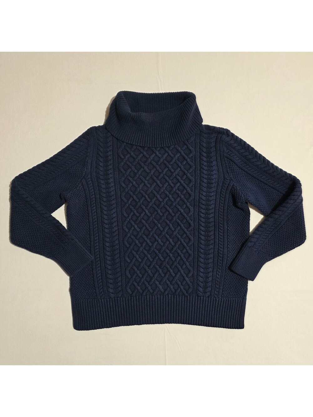 Banana Republic Navy Blue Cable Knit Turtleneck Sweater Size S
